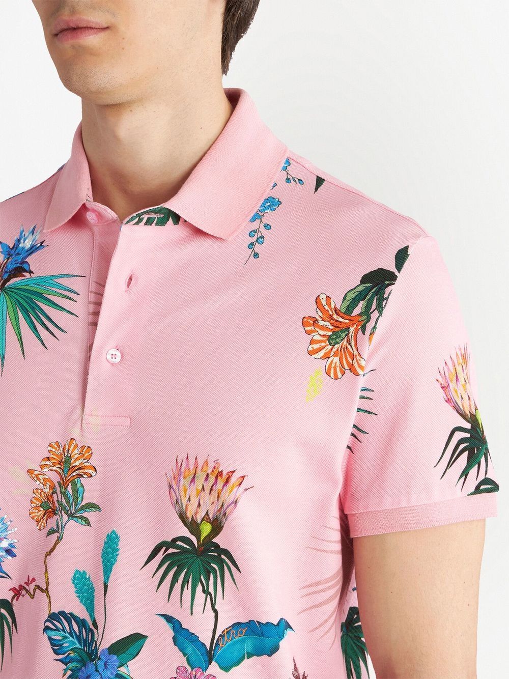 Shop Etro Floral-print Polo Shirt In Pink