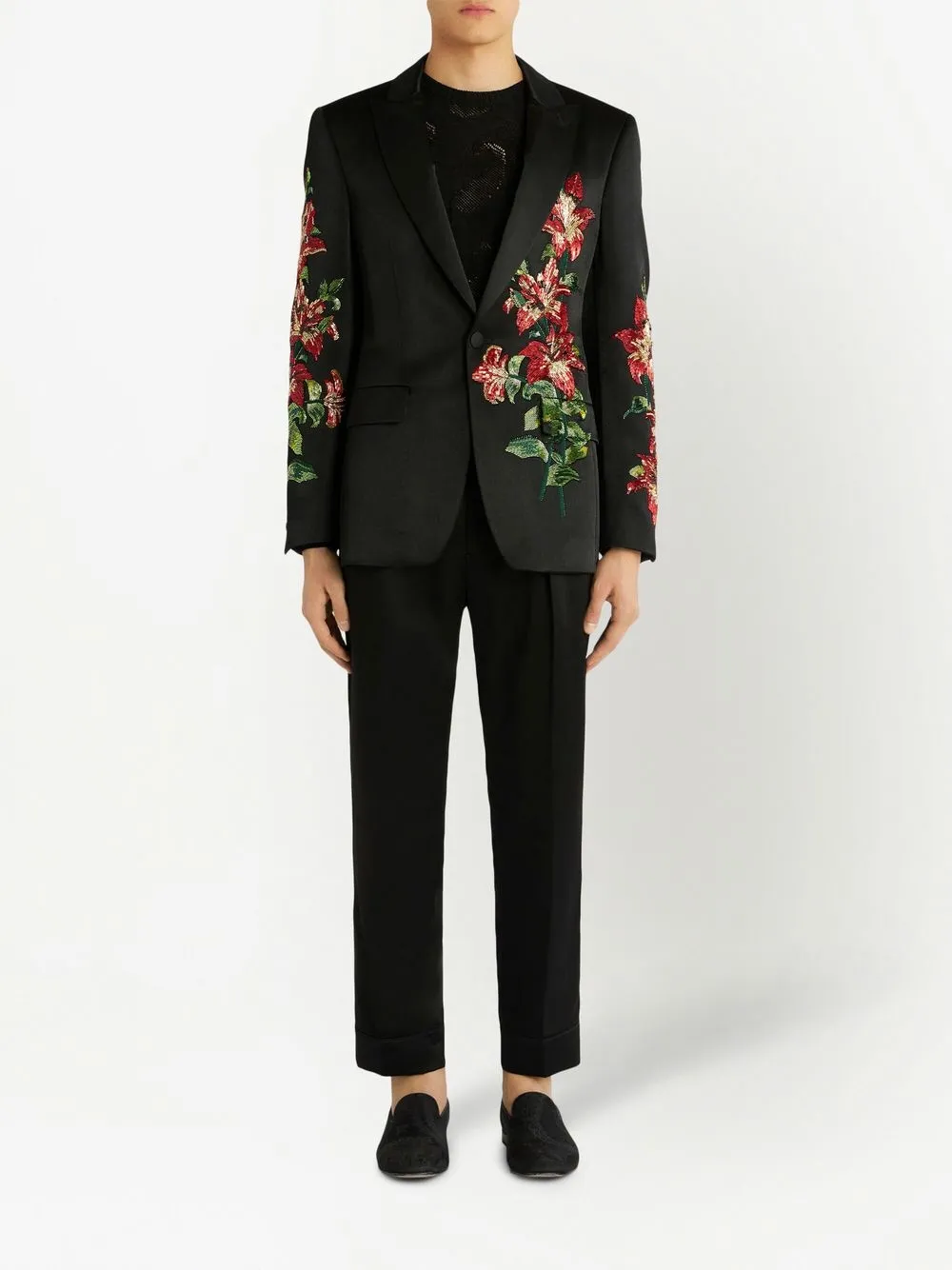 Shop Etro Floral-embroidered Single-breasted Blazer In Black