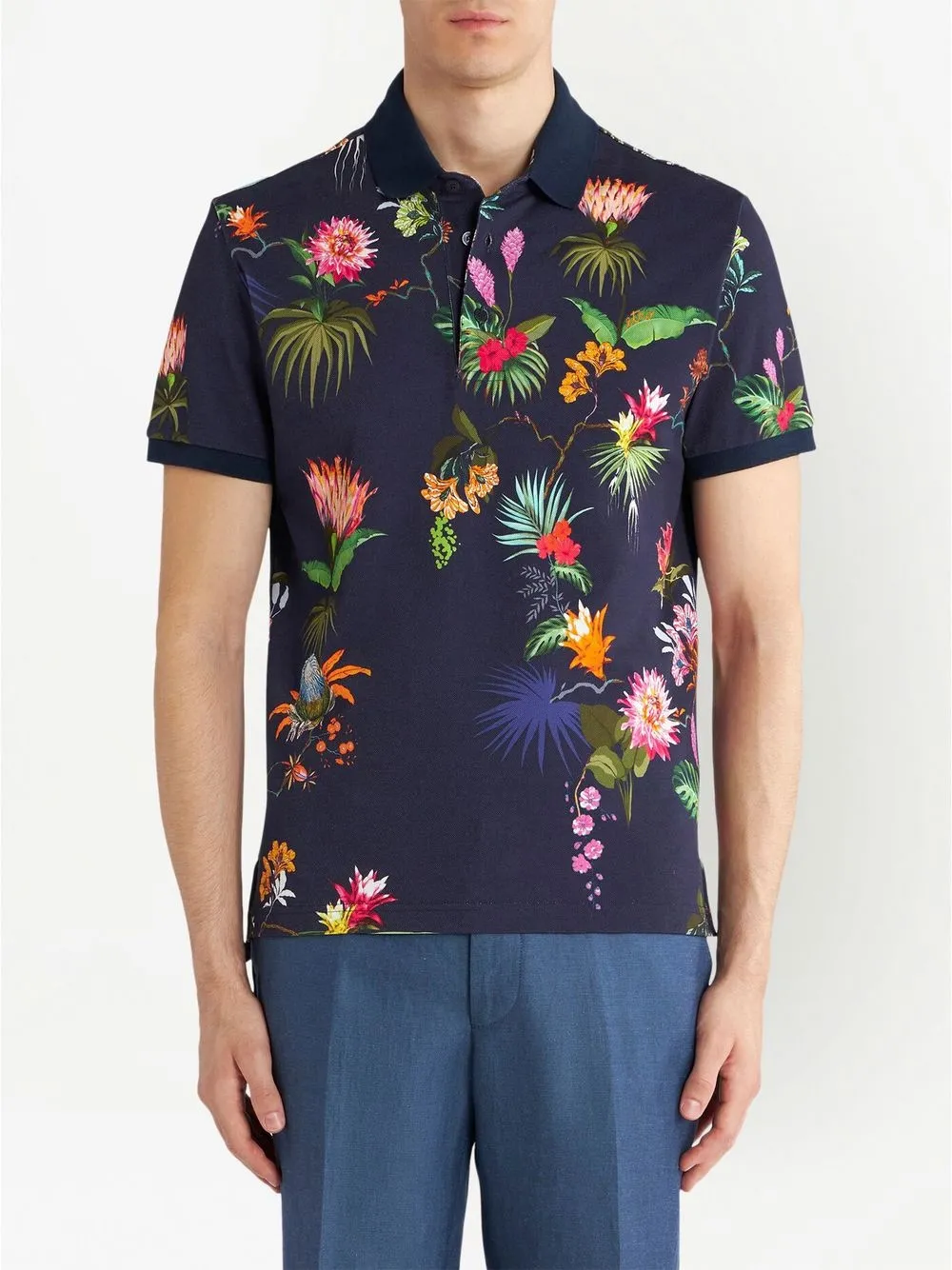 ETRO Poloshirt met bloemenprint - Blauw