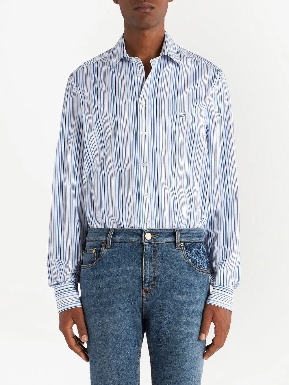 ETRO Overhemd met geborduurd logo - Blauw