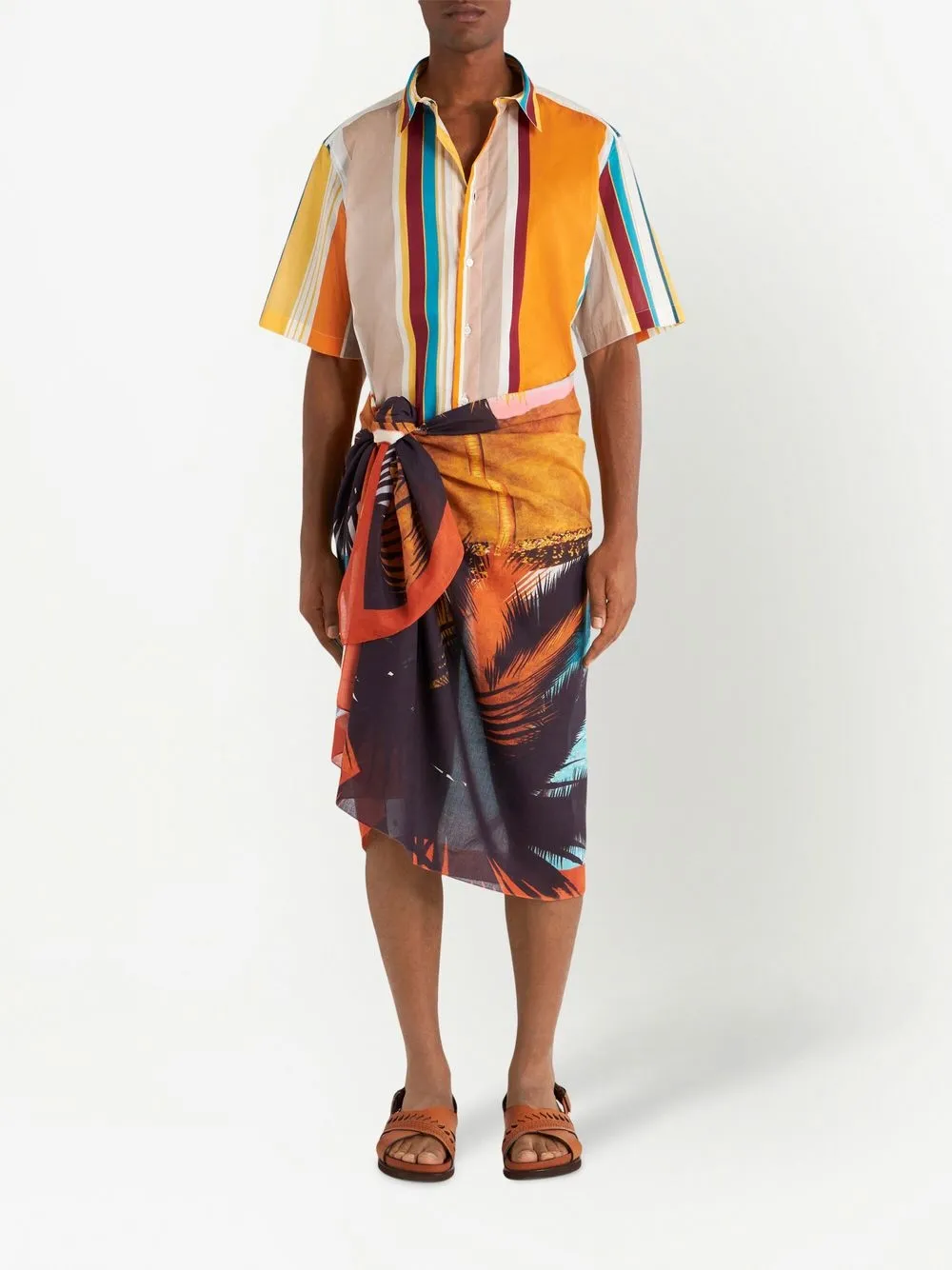 ETRO Wikkelrok met tropische print - Oranje