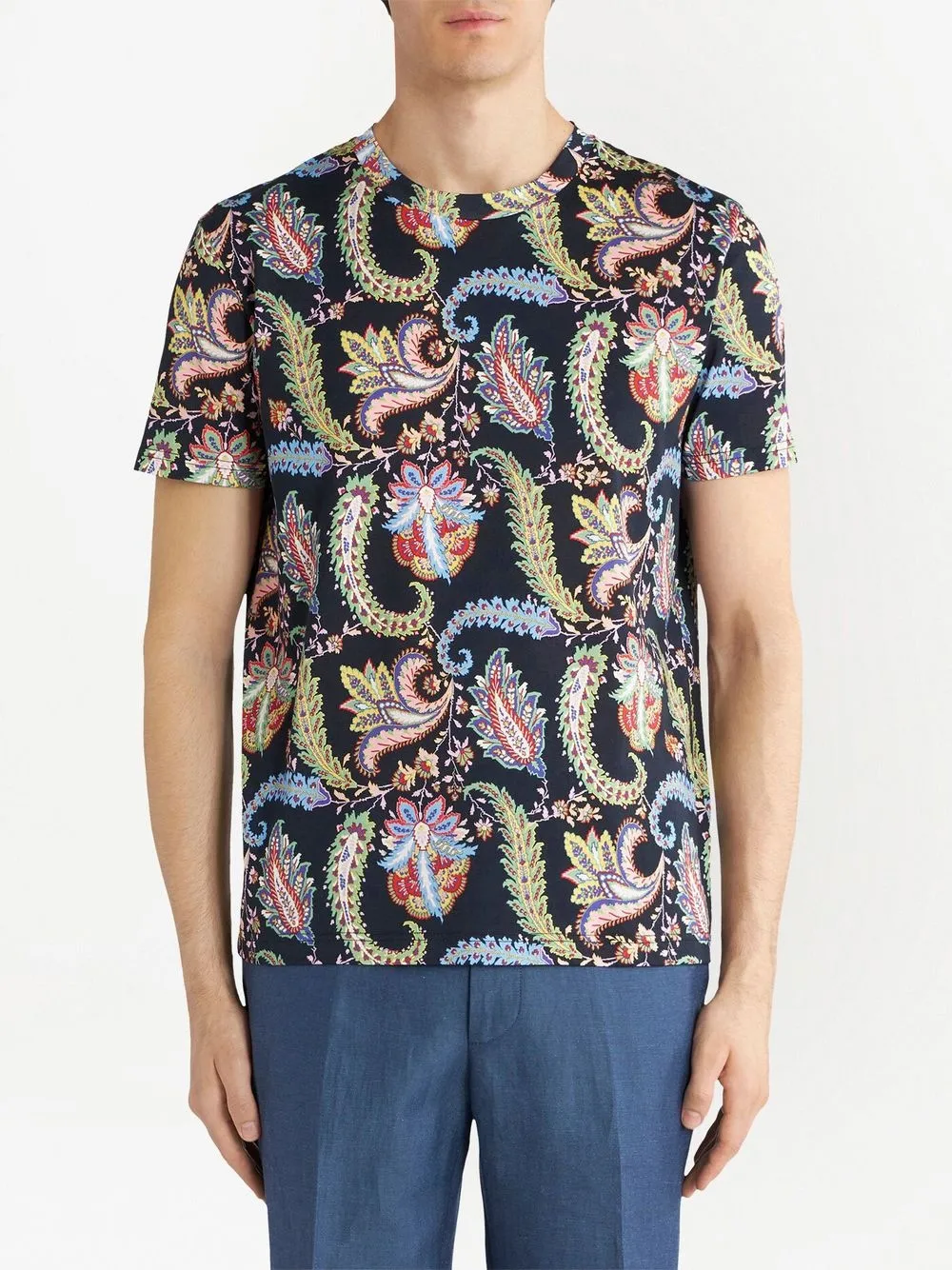 ETRO T-shirt met paisley-print - Blauw