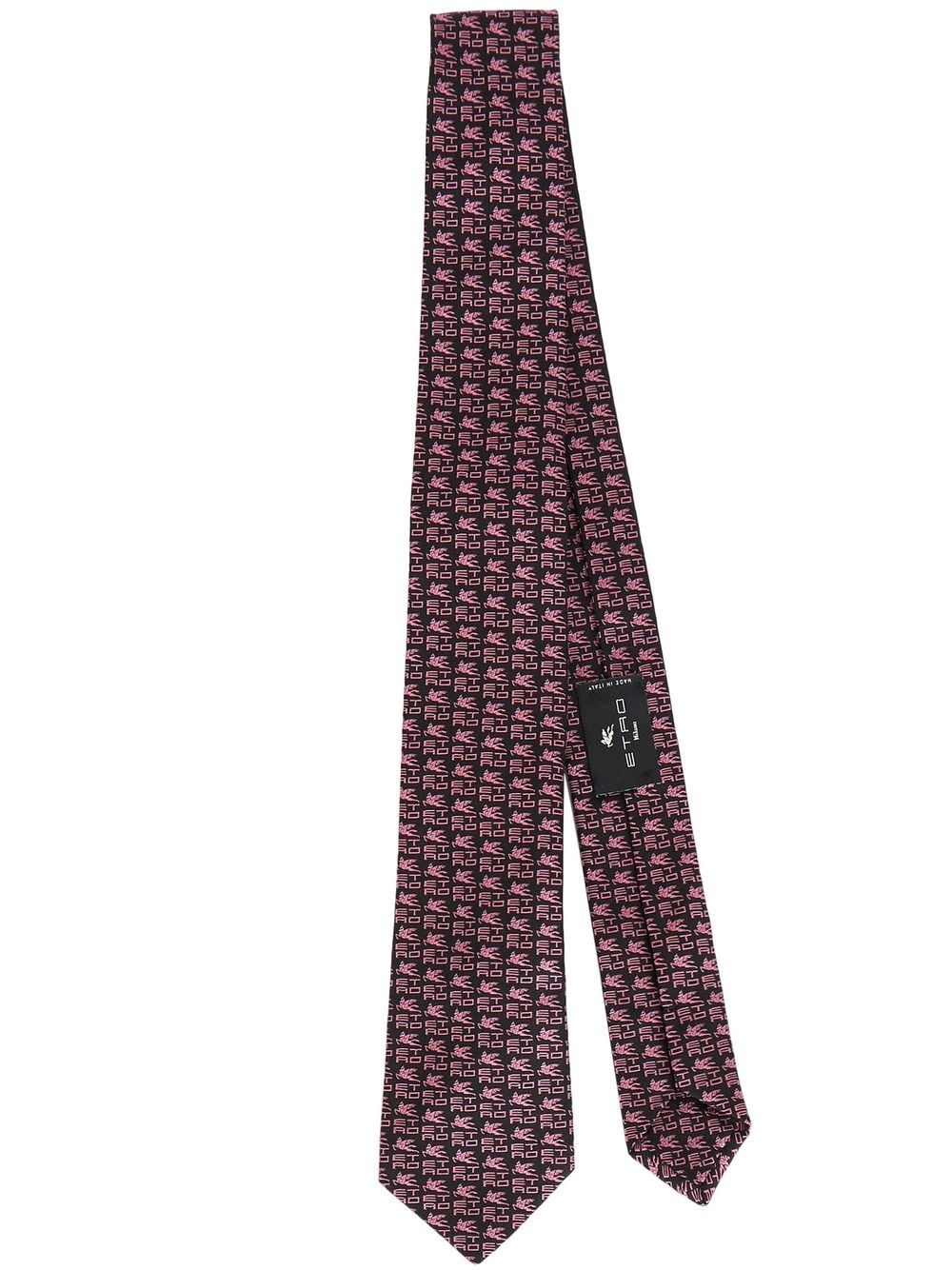 Etro Embroidered Monogram Tie In Black