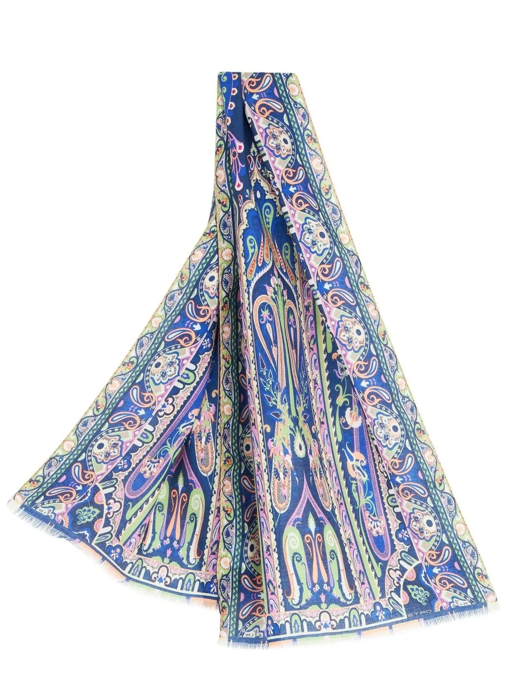 

ETRO paisley-print fine-knit scarf - Blue