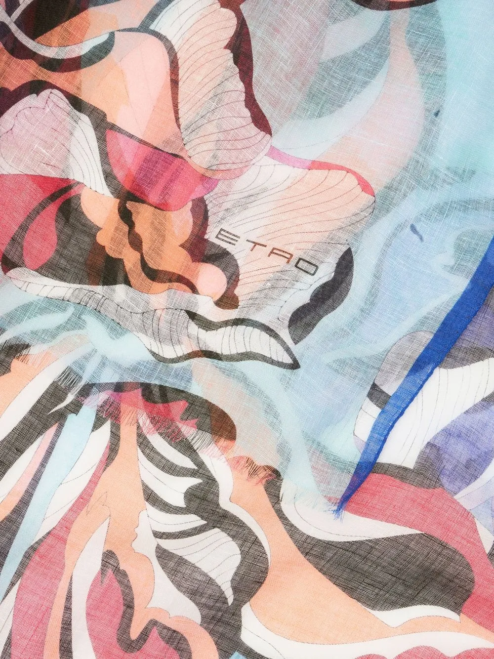ETRO Sjaal met bloemenprint - Blauw