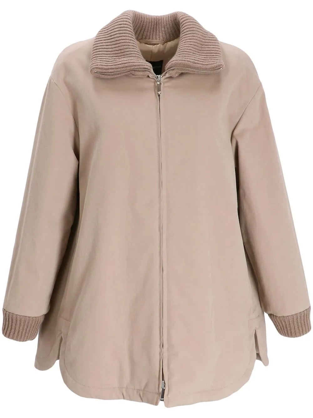 

Emporio Armani knit-trim zipped jacket - Neutrals