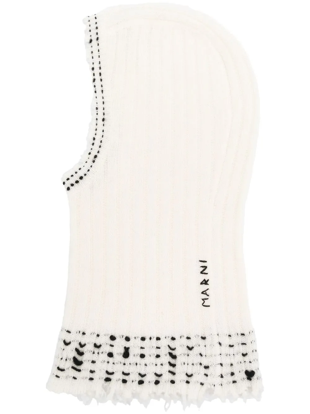 

Marni logo-embroidered knitted balaclava - White