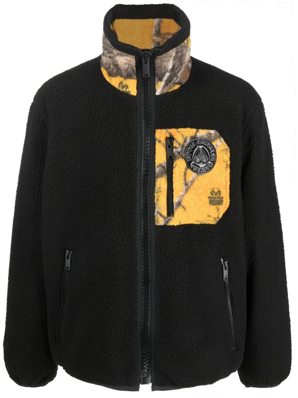 

Moose Knuckles patch-pocket fleece jacket - Black
