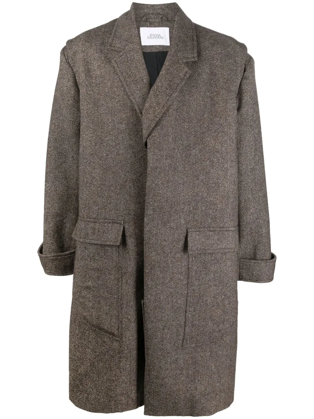

Bianca Saunders wide-shoulder wool coat - Brown
