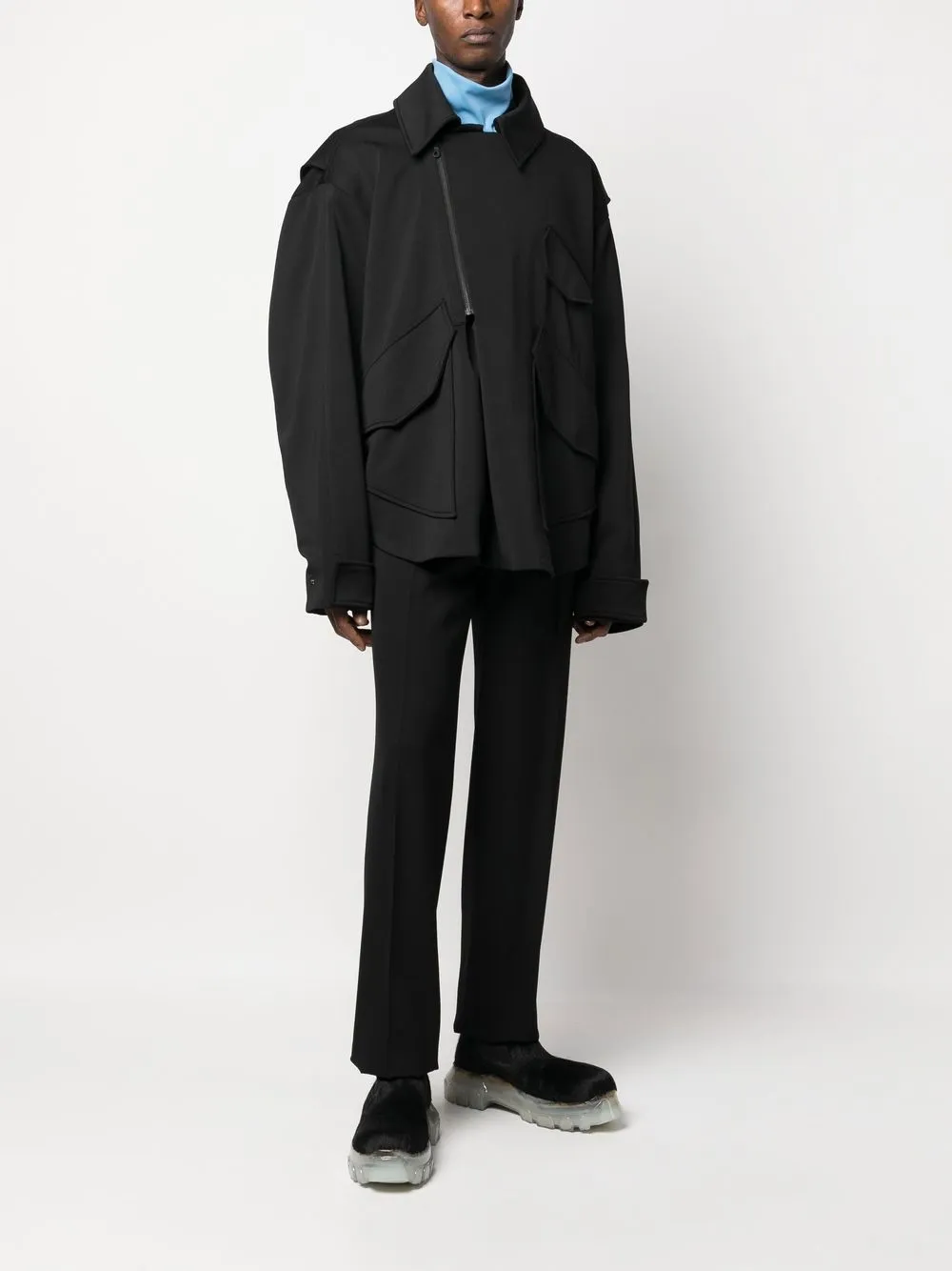 Bianca Saunders Jack met asymmetrische rits - Zwart