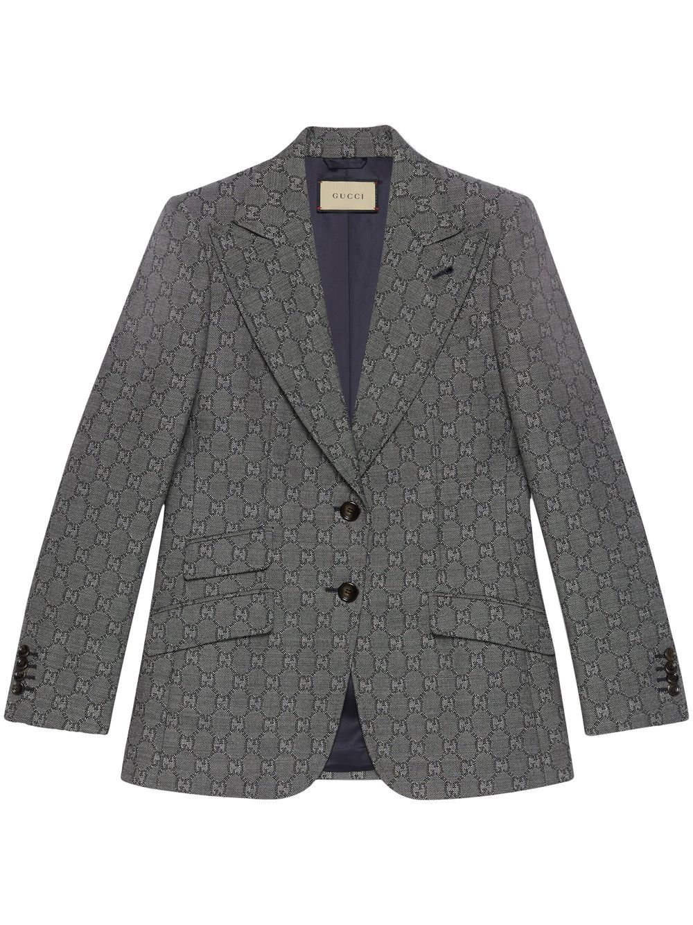 Gucci single-breasted wool-jacquard blazer - Grey