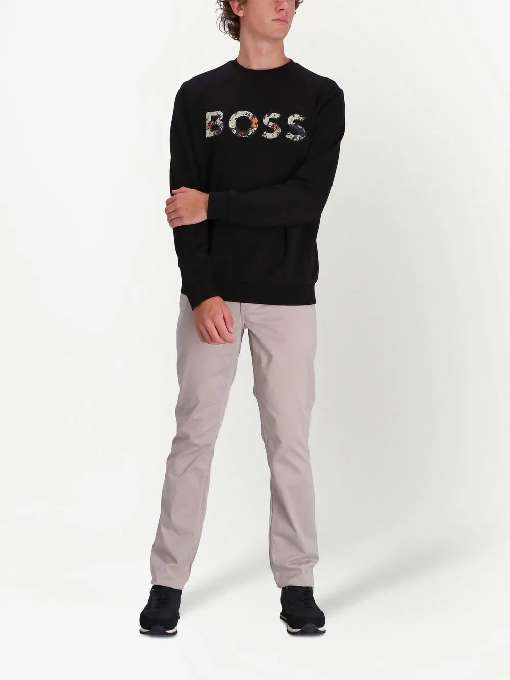 BOSS T-shirt met logoprint - Zwart