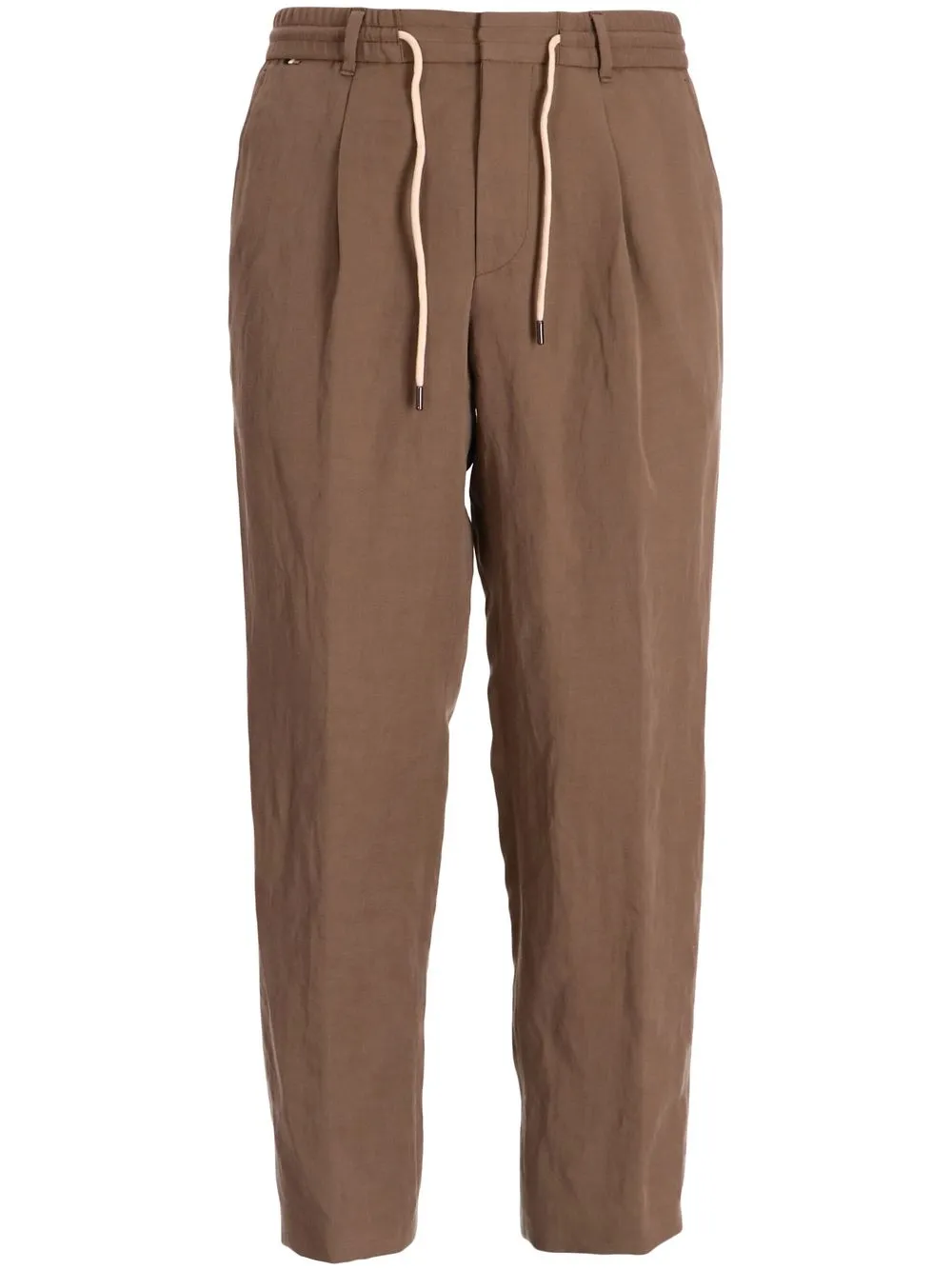BOSS pantalones tapered con cordones en la pretina - Marrón