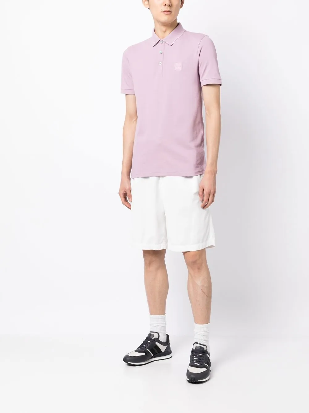 BOSS Poloshirt met logopatch - Paars