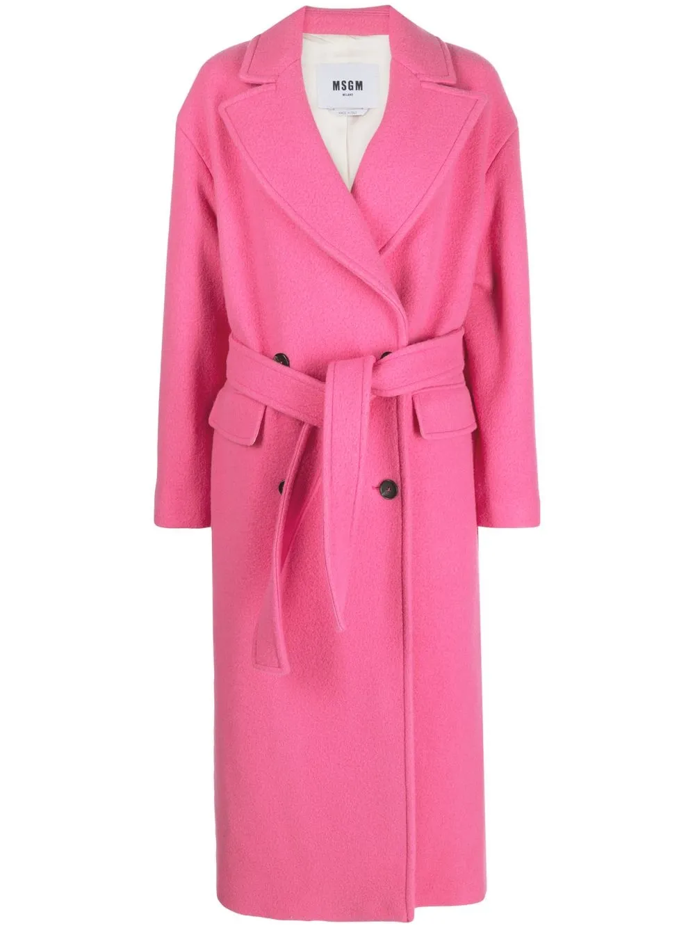 

MSGM belted-waist midi coat - Pink
