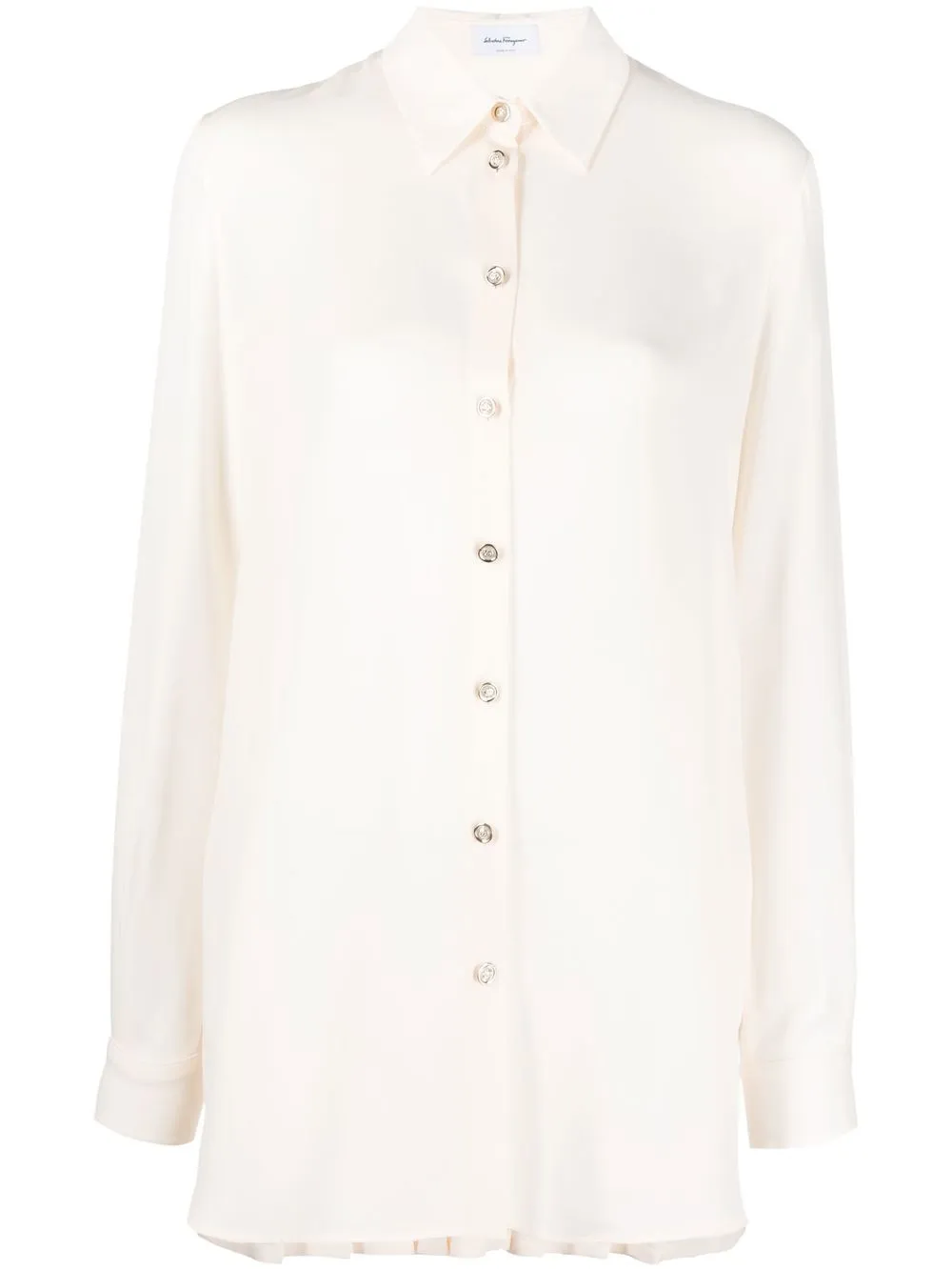 

Ferragamo pleated-panel silk shirt - Neutrals