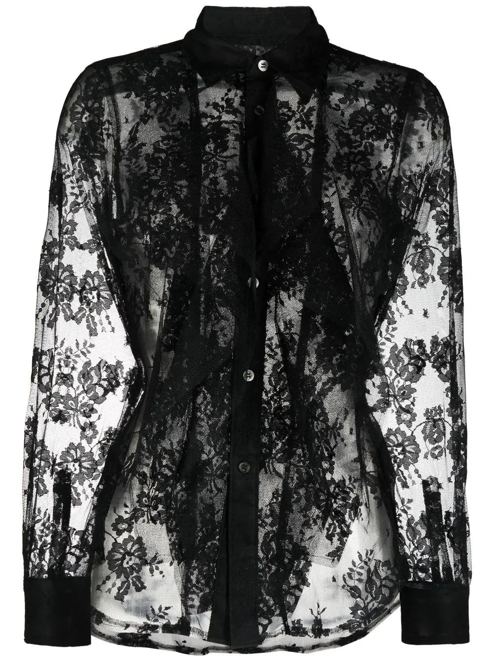 

Comme Des Garçons ruffled sheer floral-lace shirt - Black