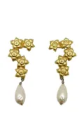 Jennifer Gibson Jewellery Vintage statement floral baroque pearl earrings 1980s - Gold