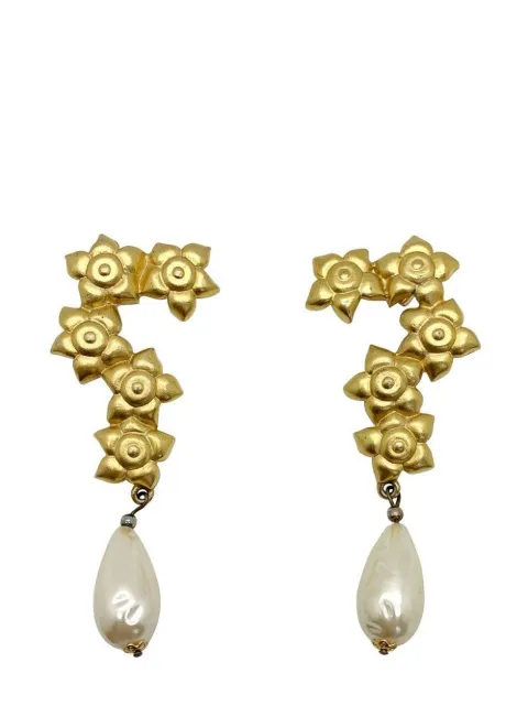 Jennifer Gibson Jewellery Vintage statement floral baroque pearl earrings 1980s