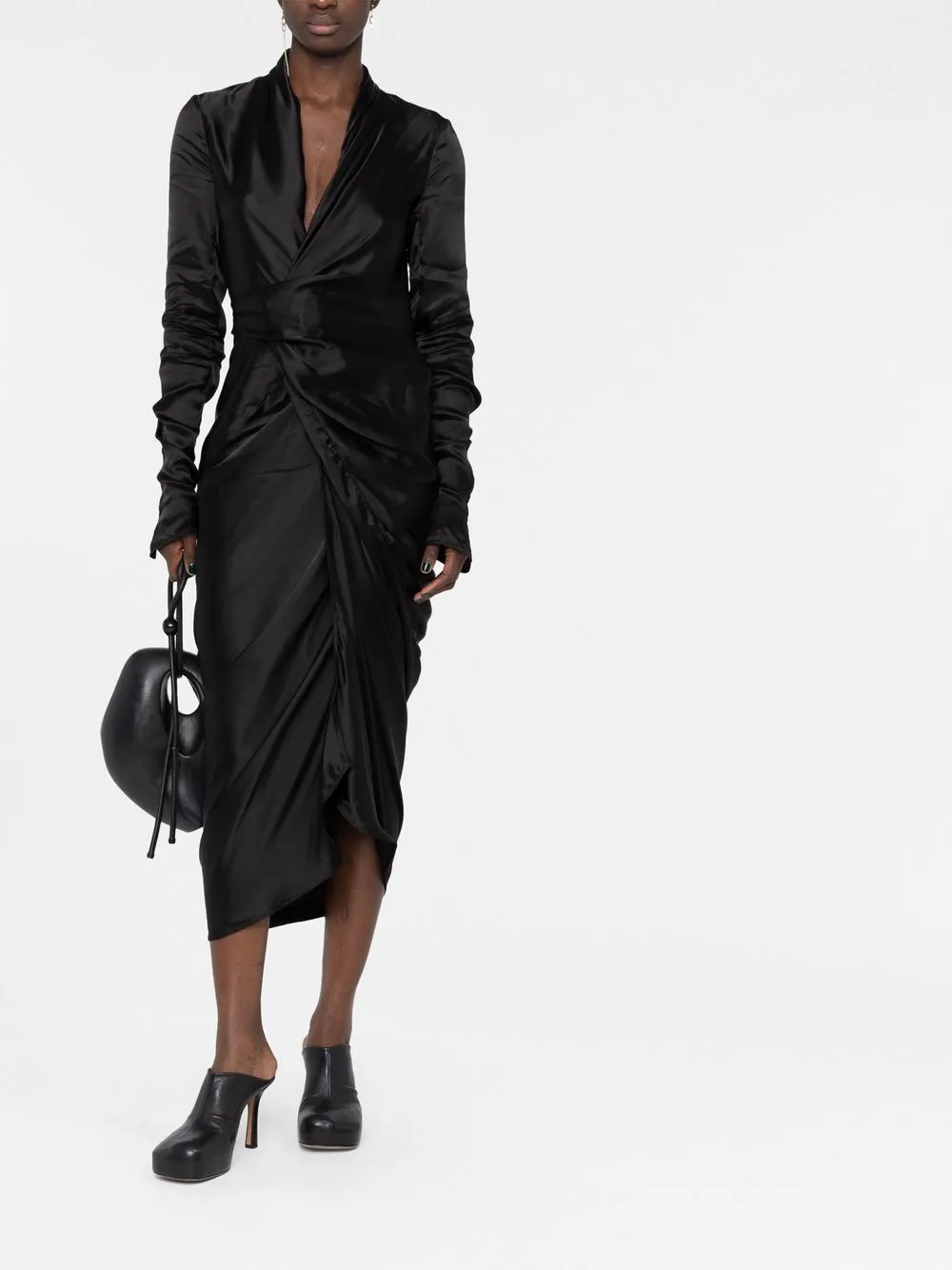 Rick Owens Wikkeljurk met satijnen afwerking - Zwart