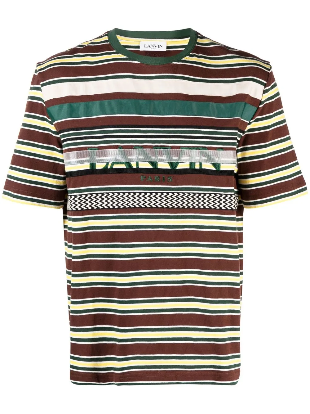 

Lanvin logo-lettering striped T-shirt - Brown