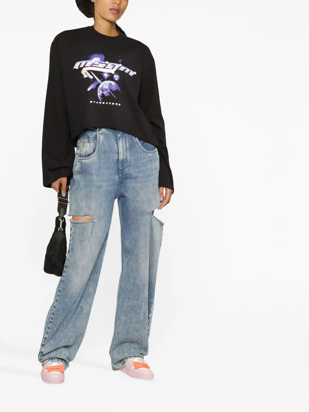 MSGM Top met logoprint - Zwart