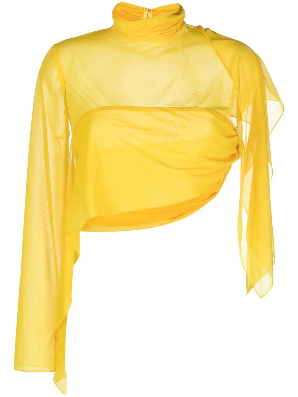 Supriya Lele Cropped One-sleeve Draped Top In Yellow