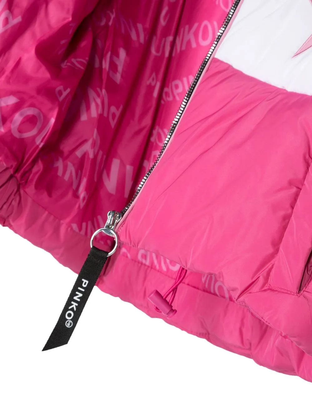 Pinko Star-patch Padded Jacket In Pink