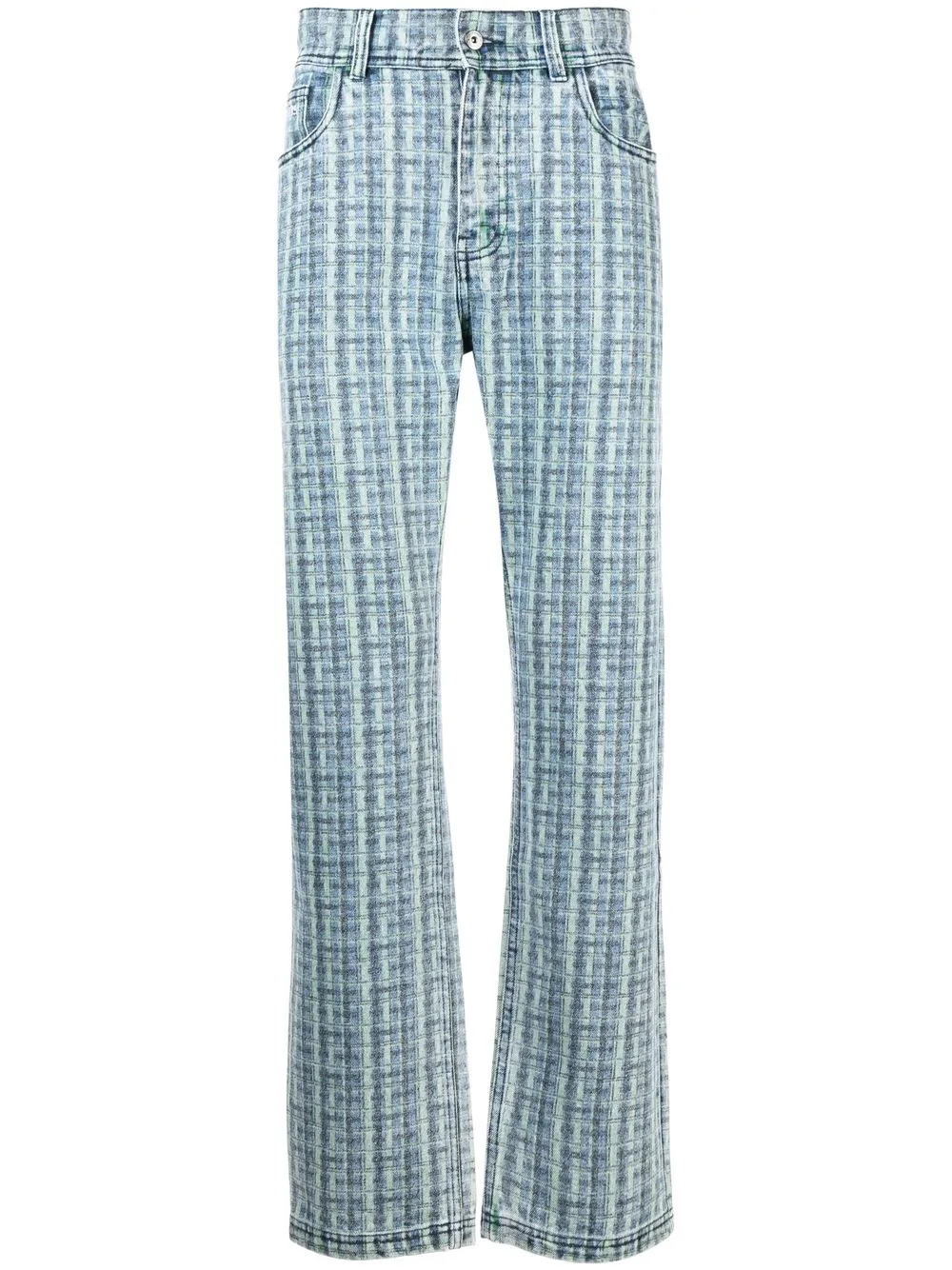

Pleasures Dallas plaid-check denim jeans - Green
