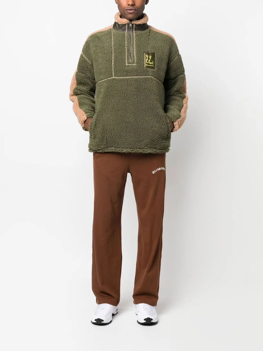 Pleasures Trui met logopatch - Groen
