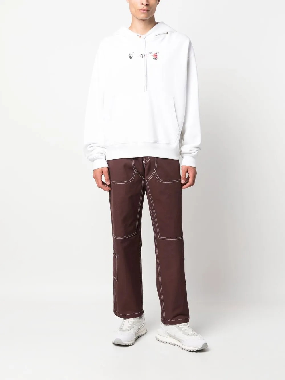 Pleasures Broek met geborduurd logo - Bruin