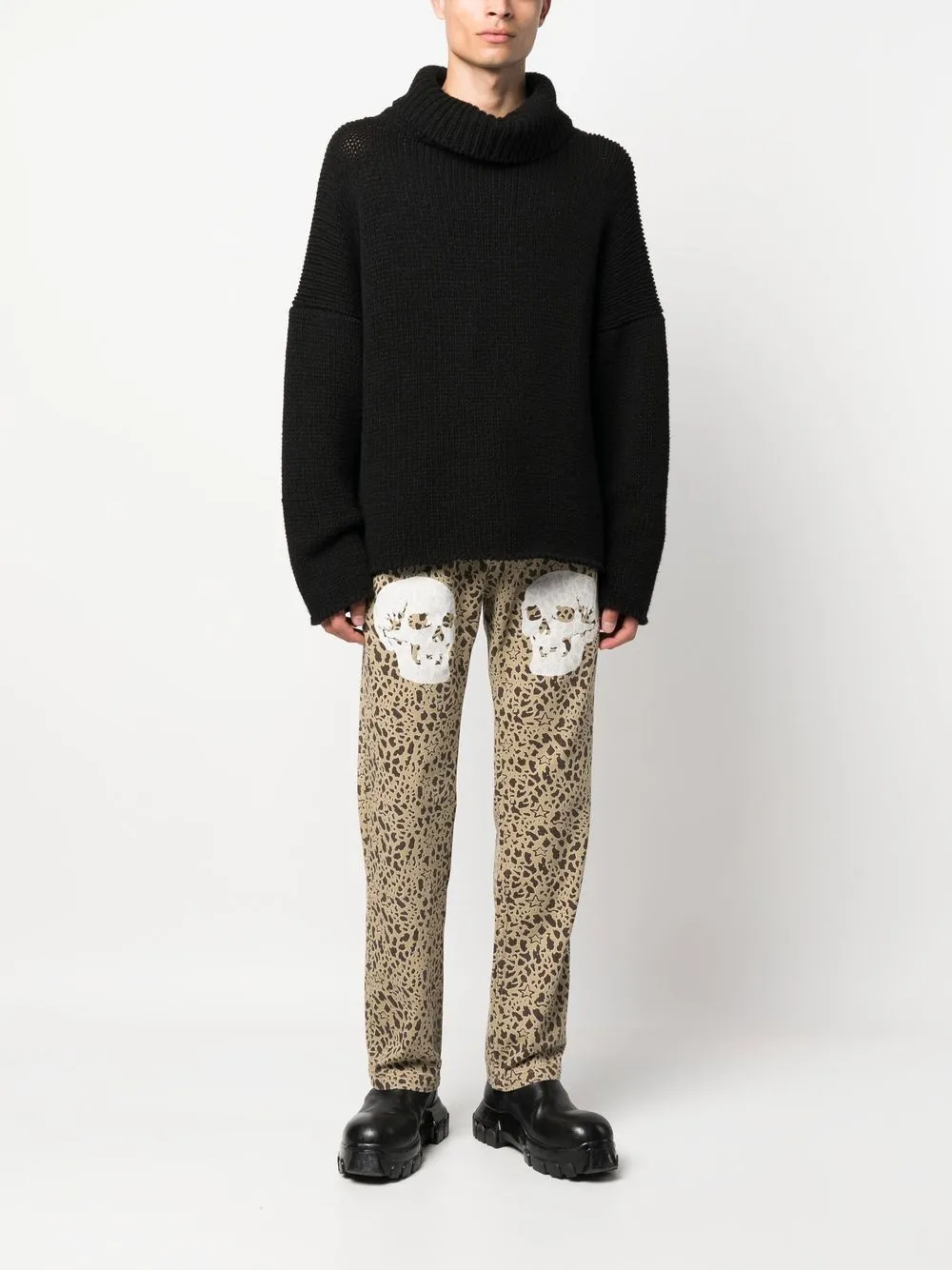Pleasures Broek met dierenprint - Bruin