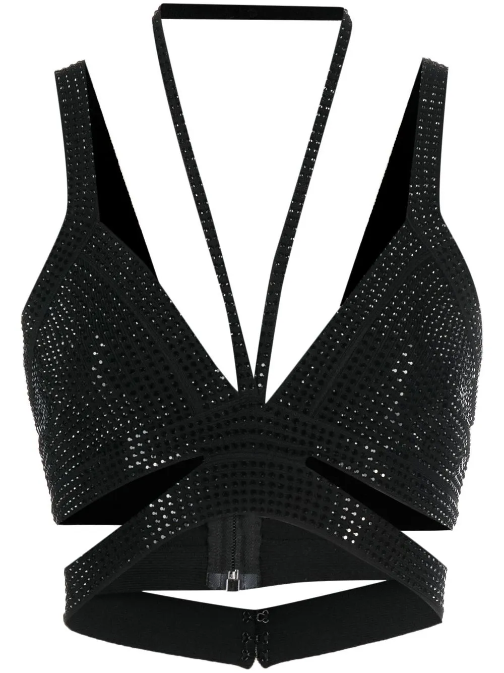 

ANDREĀDAMO rhinestone-embellished multi-strap bralette - Black