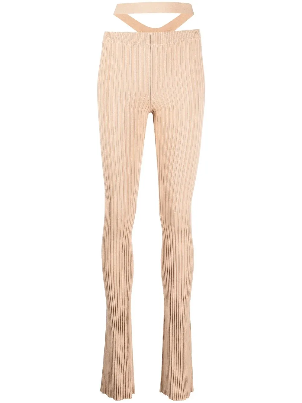 

ANDREĀDAMO cut-out ribbed flared leggings - Neutrals