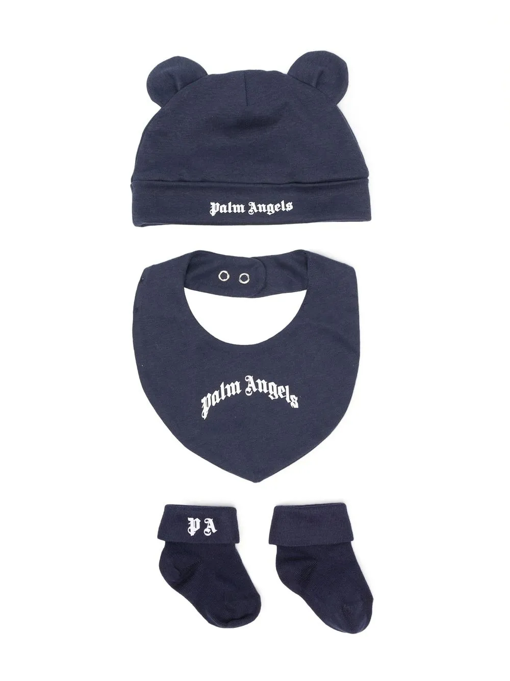 

Palm Angels Kids logo-print cotton hat set - Blue