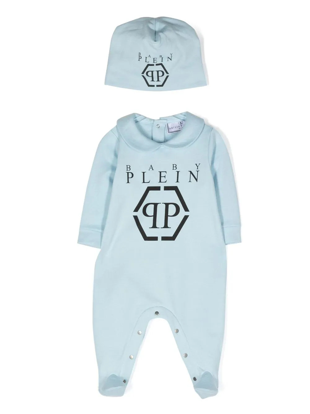 

Philipp Plein Junior logo-print cotton babygrow set - Blue