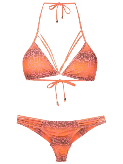 Amir Slama snakeskin-print cut-out bikini