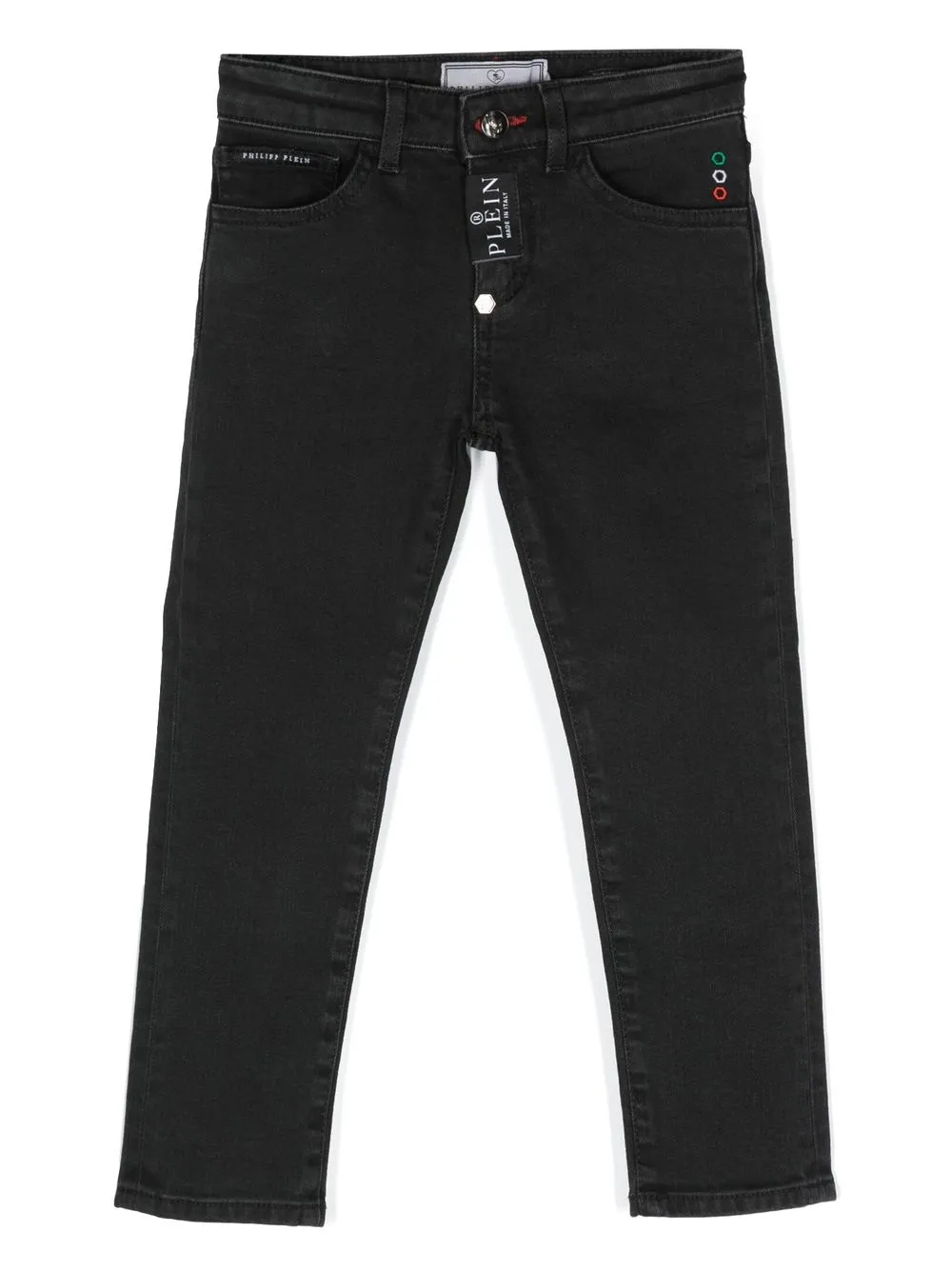 

Philipp Plein Junior jeans slim con logo estampado - Negro