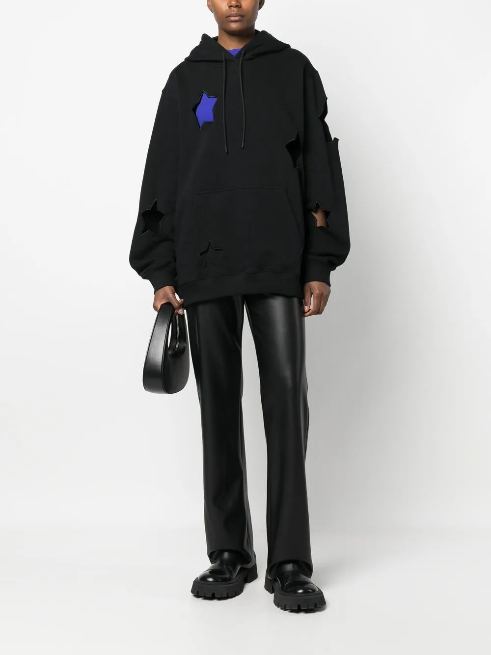 MSGM Cut out Star Drawstring Hoodie Farfetch