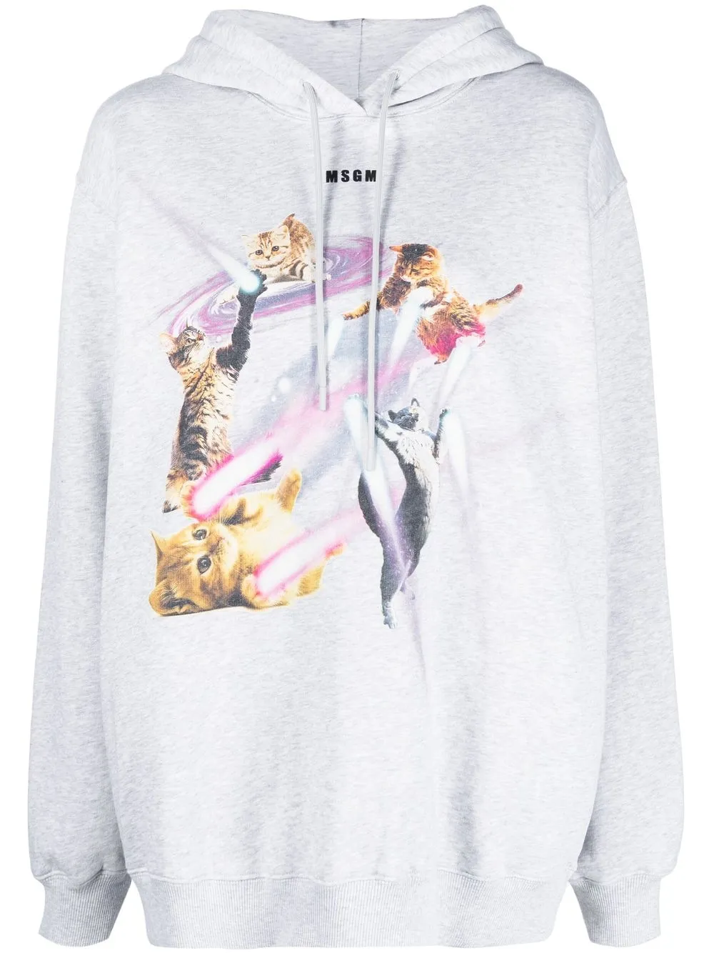 

MSGM graphic cat-print cotton hoodie - Grey