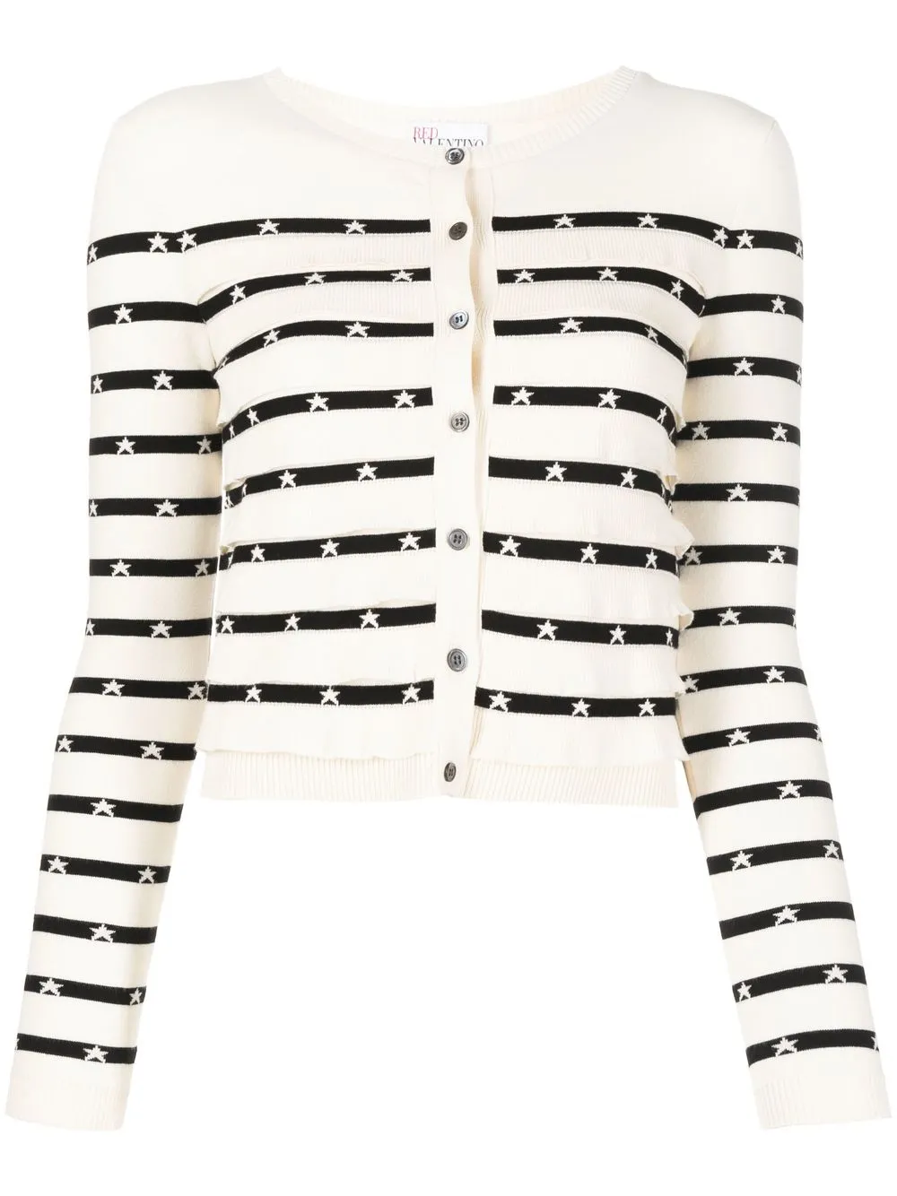 

RED Valentino crew-neck stripe cardigan - Neutrals