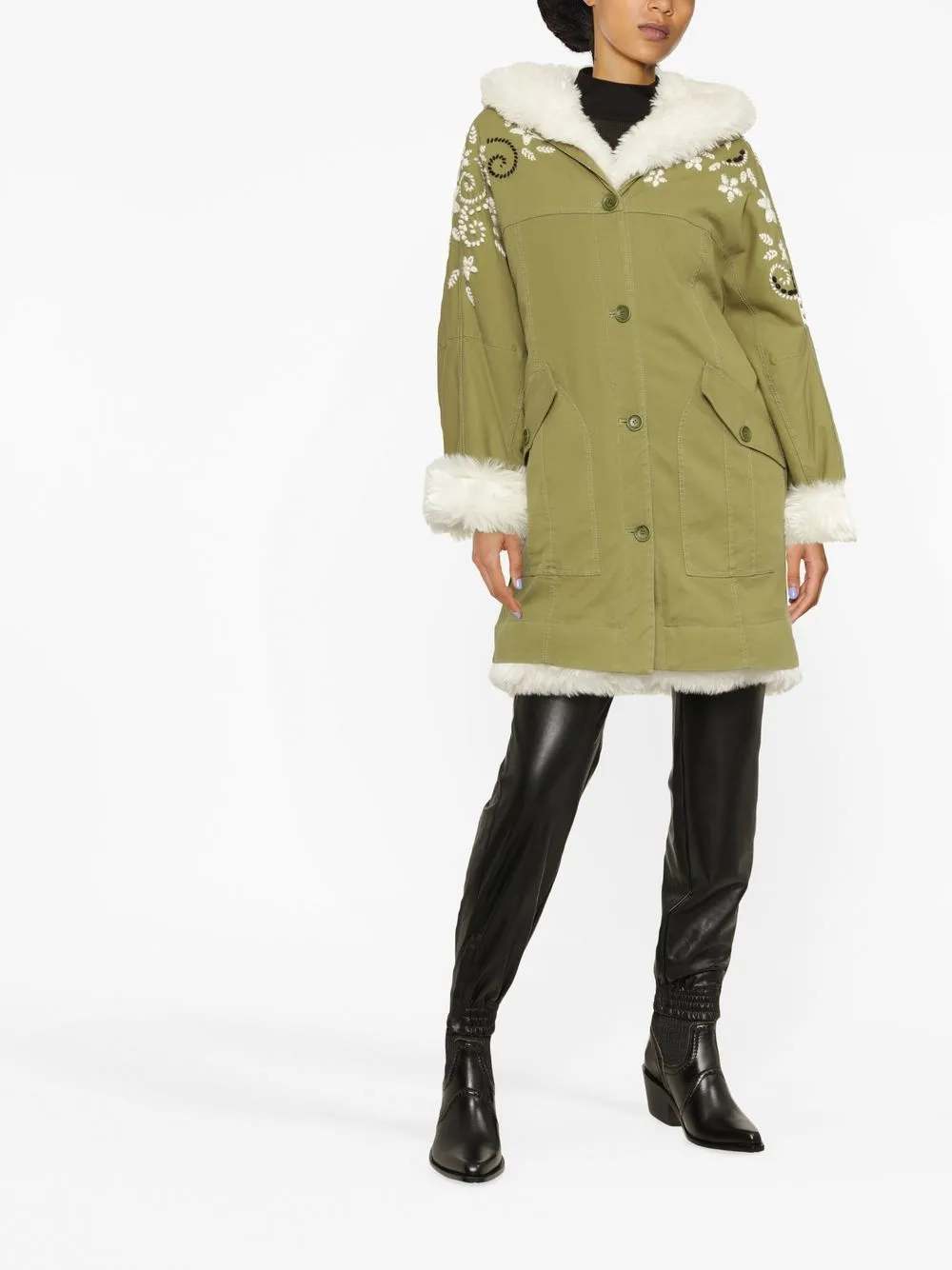 Ermanno Scervino Jas met afwerking van imitatiebont - Groen