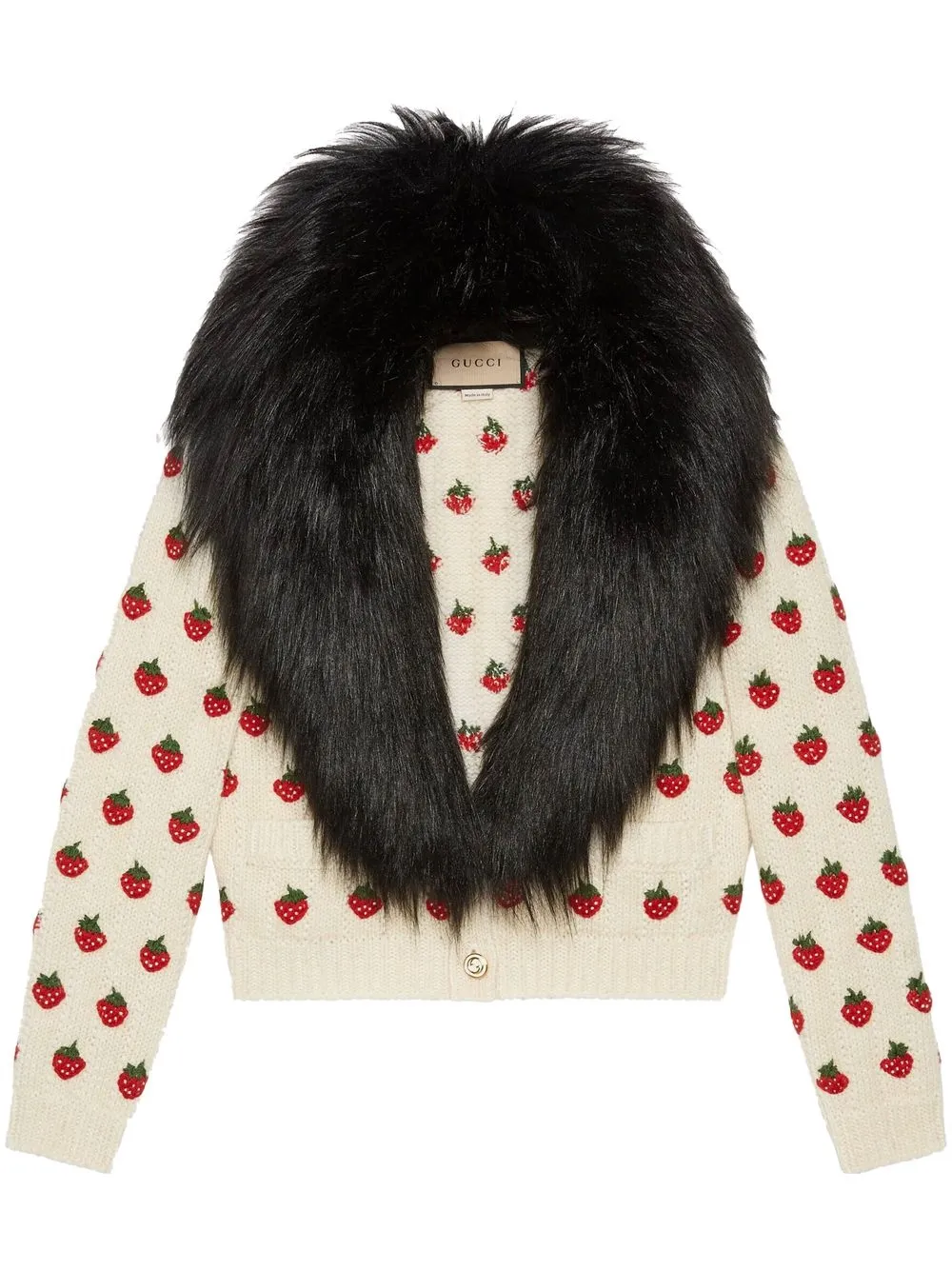 

Gucci strawberry-embroidery cropped cardigan - Neutrals
