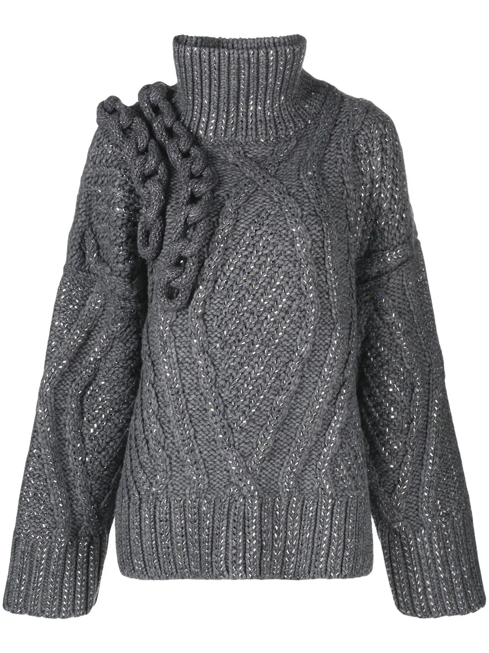 

Ermanno Scervino chain-trim chunky knit jumper - Grey