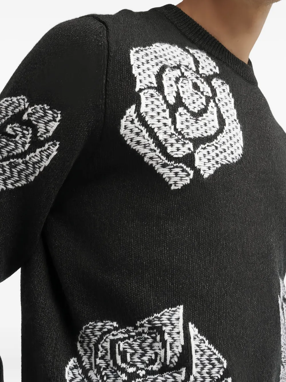 Barrie Roses sweater met ronde hals Zwart