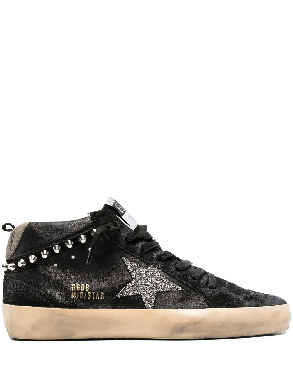 Golden Goose Mid-star Crystal-embellished Sneakers In Schwarz