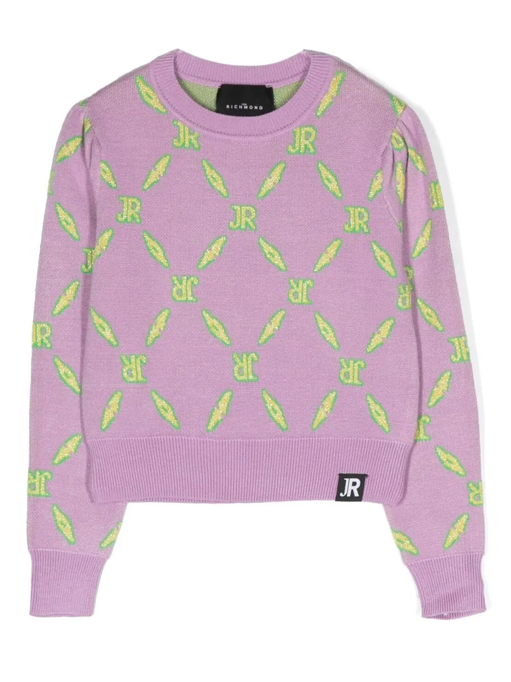 

John Richmond Junior monogram-pattern crew neck jumper - Purple