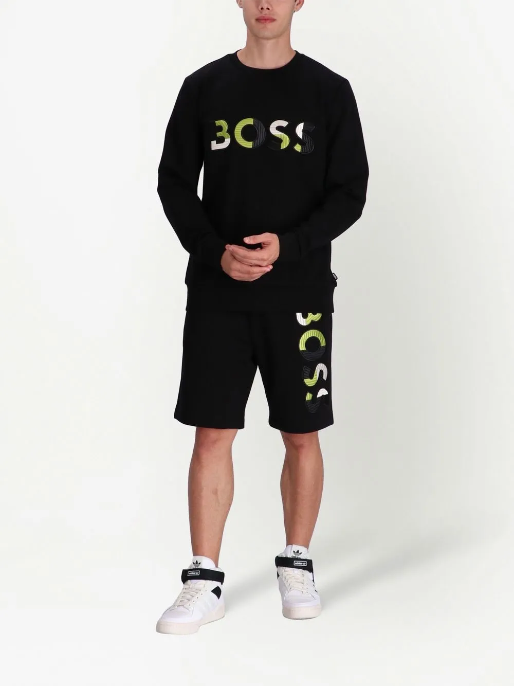 BOSS Sweater met logoprint - Zwart