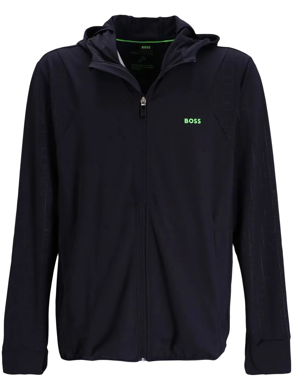 

BOSS hoodie con logo estampado y cierre - Azul