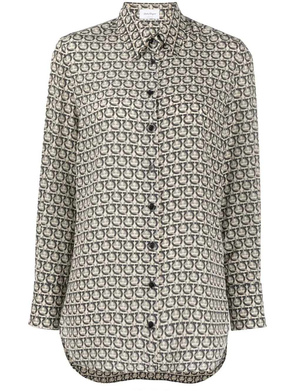

Ferragamo Gancini print silk shirt - Neutrals
